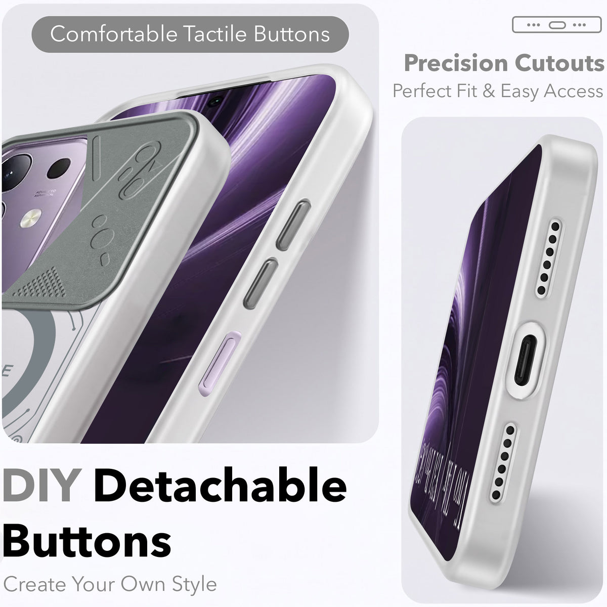For Vivo T4x | Vivo Y31 Pro Metallic Back Cover Case (Metallic Camera Protection & Buttons | Translucent Milky Shade | Hard Polycarbonate)