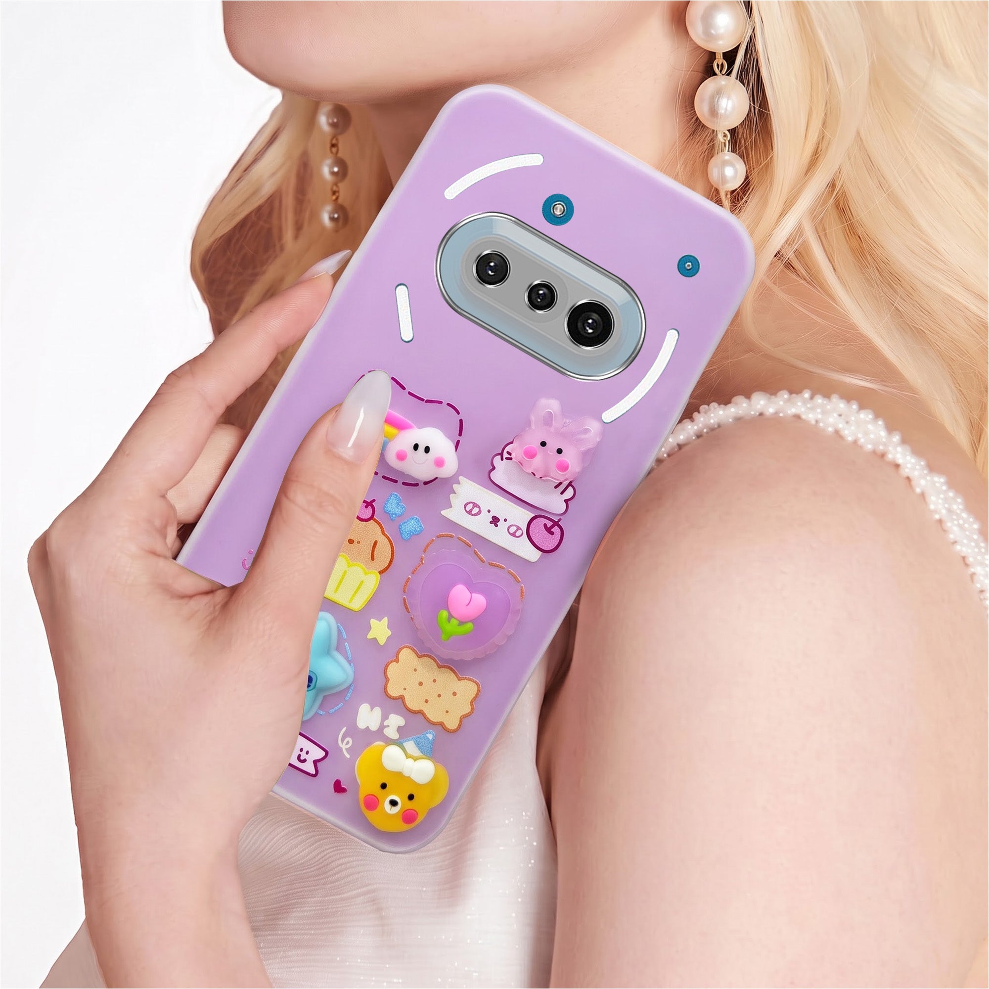 For Nothing Phone 3A 5G Back Cover Case (3D Cute Cartoons | Hard Back Side Soft | Matte Premium Finish | HD Printing)