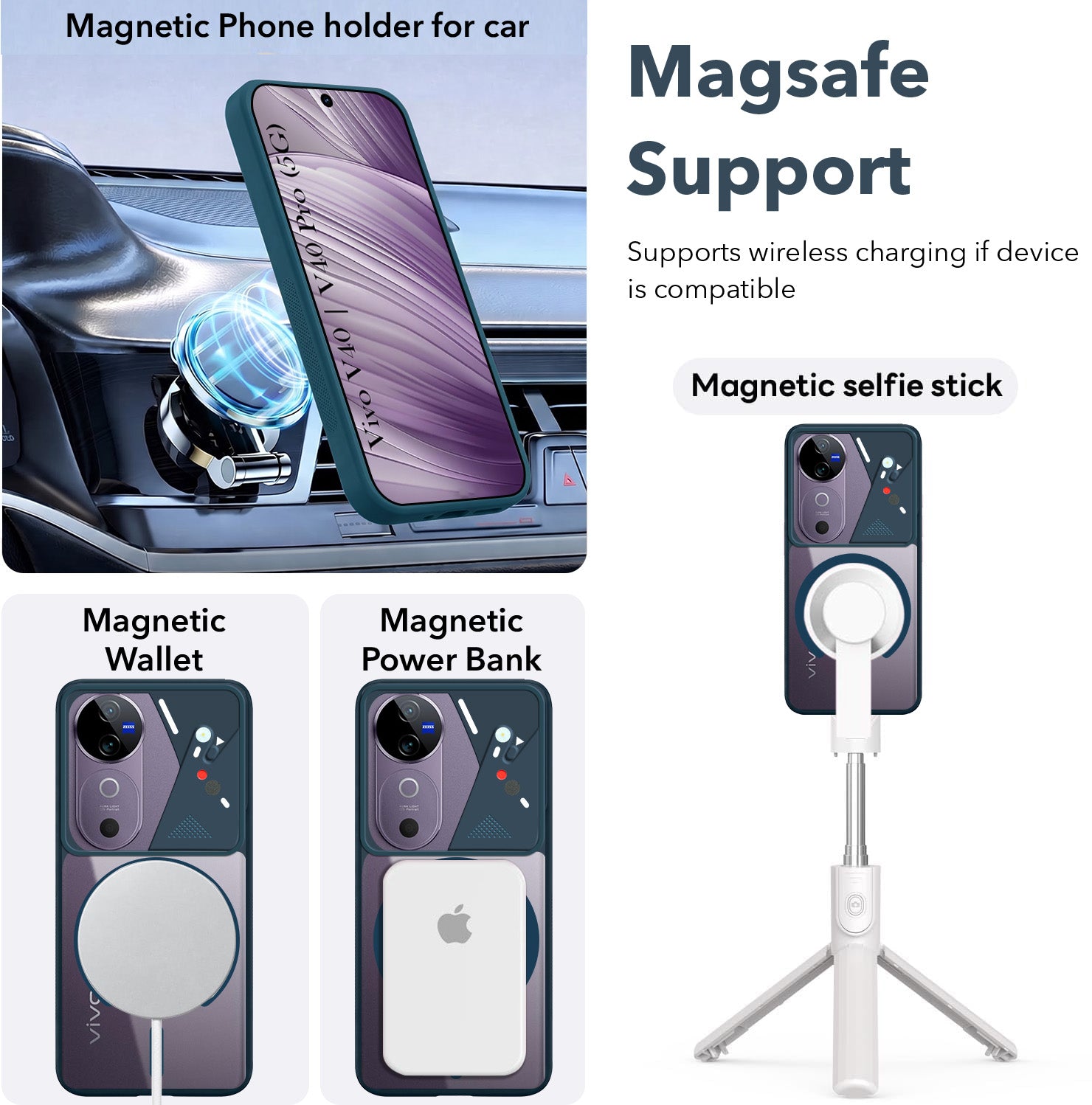 For Vivo V40 | Vivo V40 Pro Back Cover Case Lifetime Anti-Yellow Clear (Camera Protection | Side Grip | Wireless MagSafe Compatible)