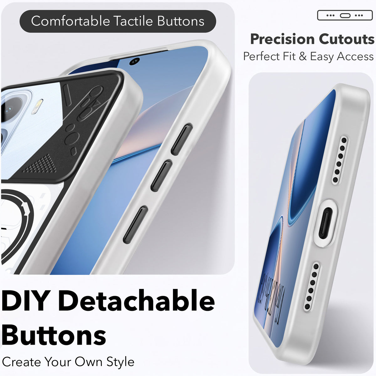 For Vivo T5 Pro 5G Metallic Back Cover Case (Metallic Camera Protection & Buttons | Translucent Milky Shade | Hard Polycarbonate)