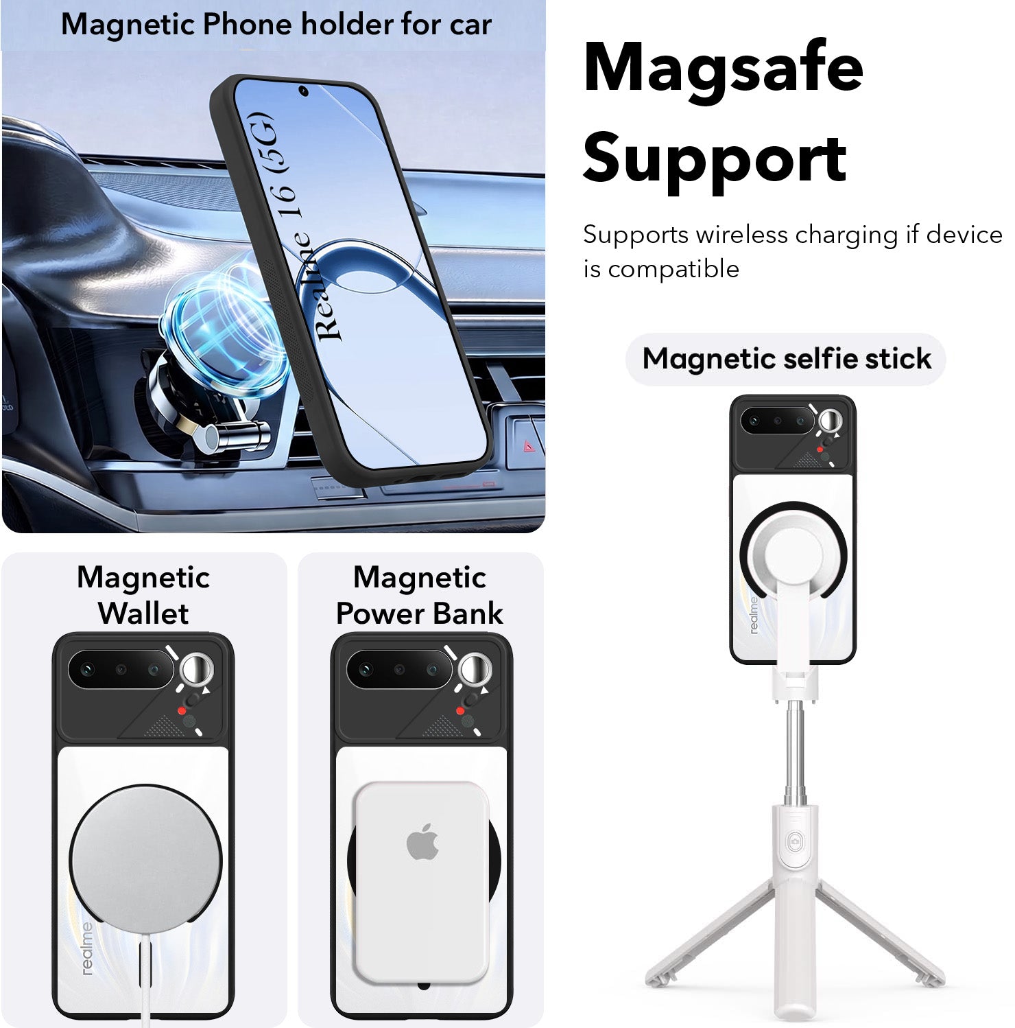 For Realme 16 Back Cover Case Lifetime Anti-Yellow Clear (Camera Protection | Side Grip | Wireless MagSafe Compatible)
