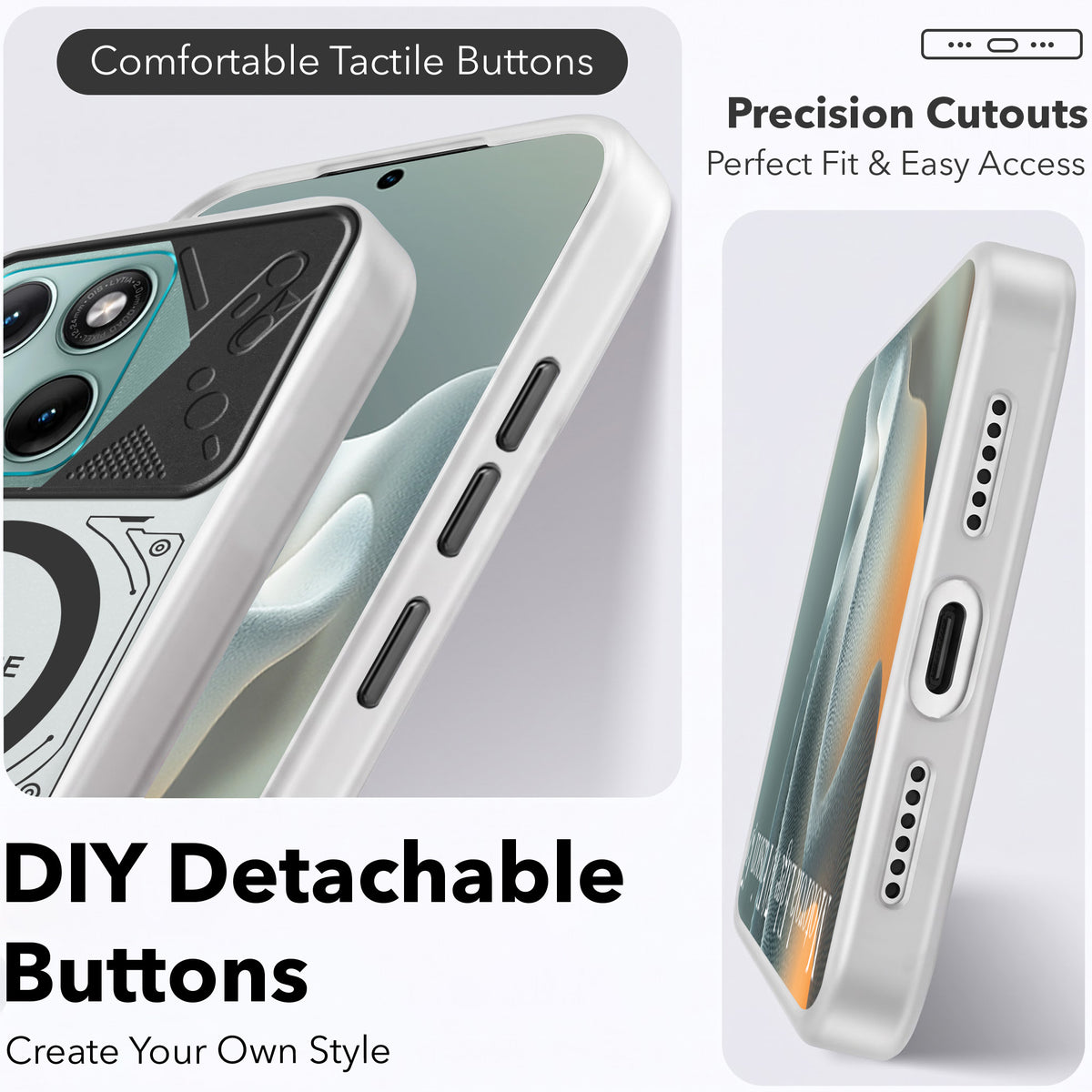 For Motorola Moto Edge 70 Fusion Metallic Back Cover Case (Metallic Camera Protection & Buttons | Translucent Milky Shade | Hard Polycarbonate)