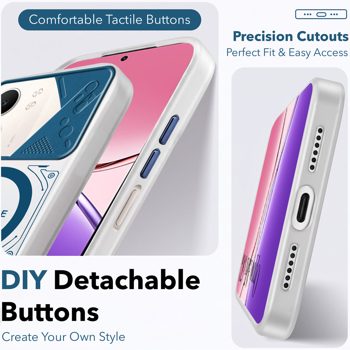 For Oppo A5X Metallic Back Cover Case (Metallic Camera Protection & Buttons | Translucent Milky Shade | Hard Polycarbonate)
