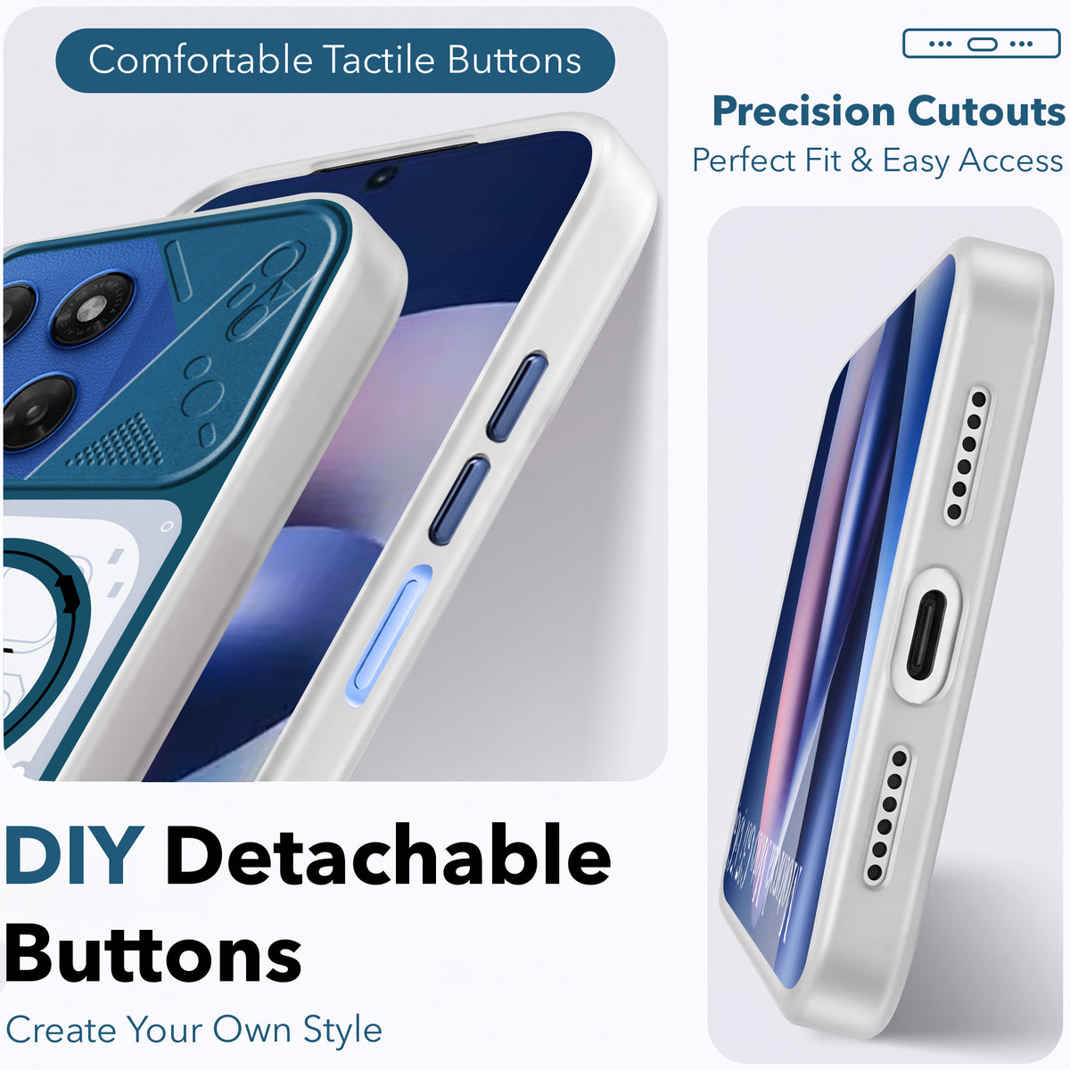 For Motorola Moto G37 Metallic Back Cover Case (Metallic Camera Protection & Buttons | Translucent Milky Shade | Hard Polycarbonate)