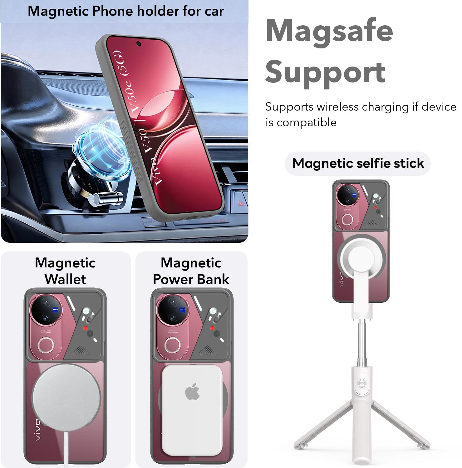 For Vivo V50 | Vivo V50e Back Cover Case Lifetime Anti-Yellow Clear (Camera Protection | Side Grip | Wireless MagSafe Compatible)