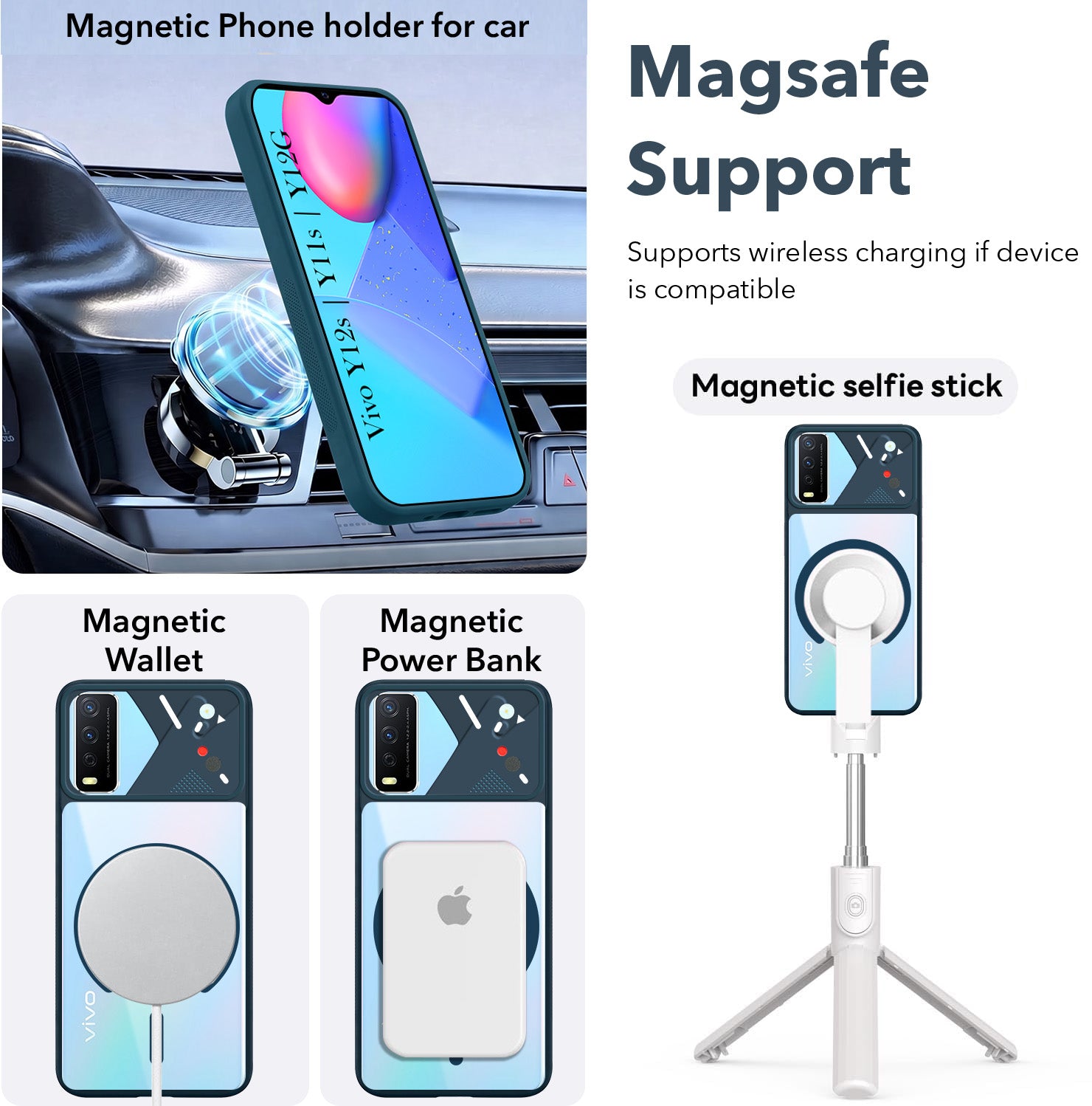 For Vivo Y12s | Y11s | Y12G Back Cover Case Lifetime Anti-Yellow Clear (Camera Protection | Side Grip | Wireless MagSafe Compatible)