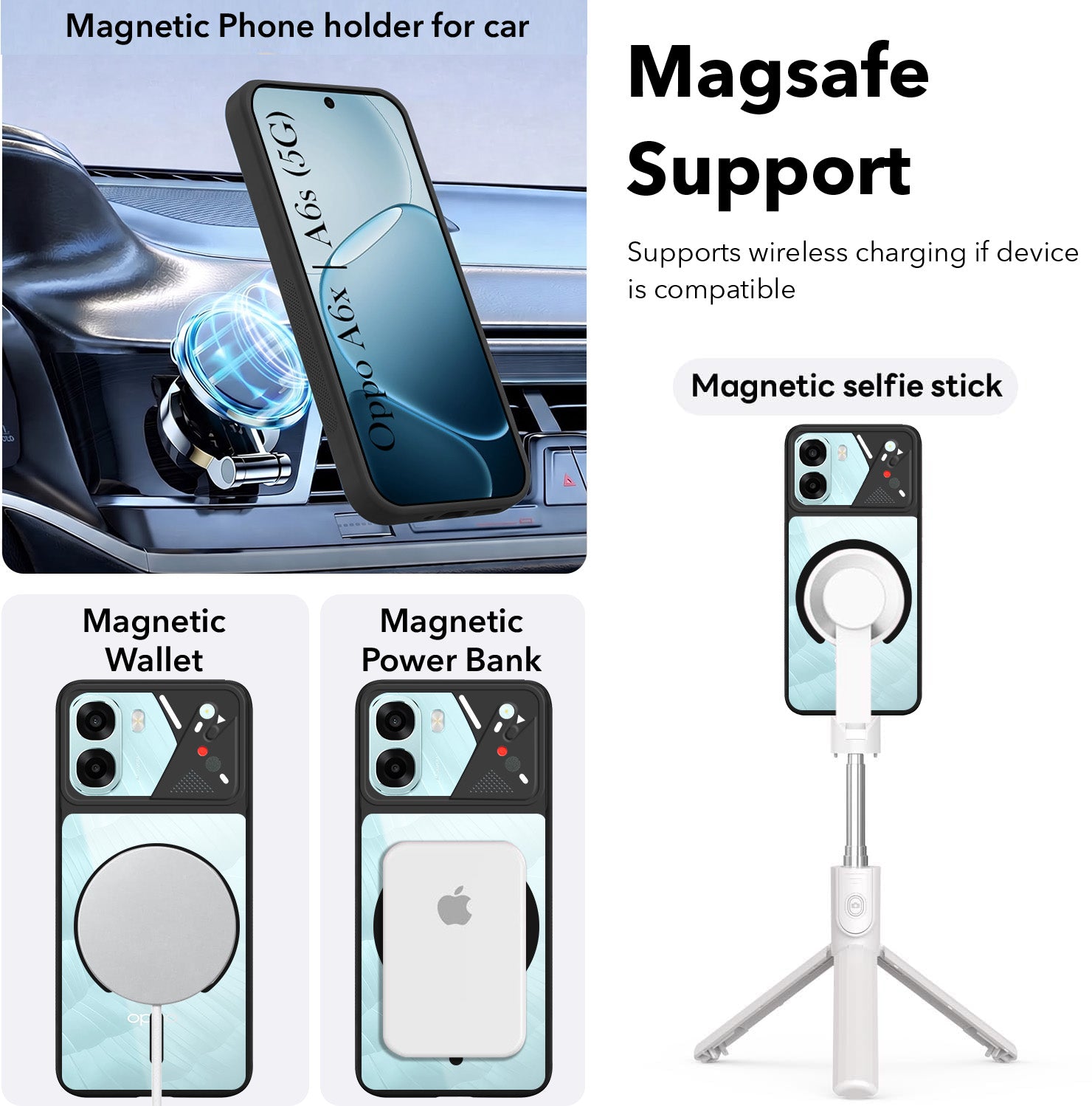 For Oppo A6X | Oppo A6S Back Cover Case Lifetime Anti-Yellow Clear (Camera Protection | Side Grip | Wireless MagSafe Compatible)