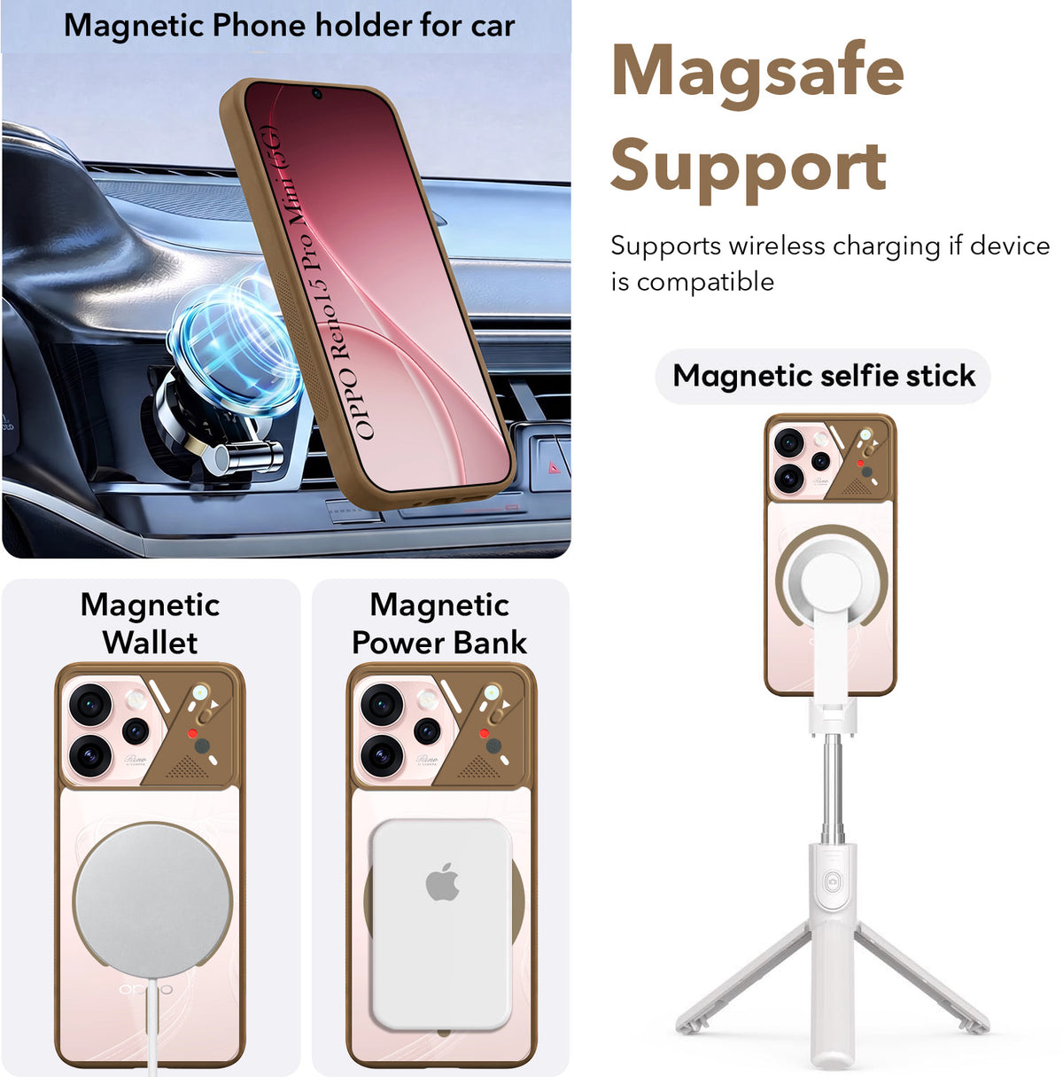 For Oppo Reno15 Pro Mini 5G | Oppo Reno 15 Pro Mini 5G Back Cover Case Lifetime Anti-Yellow Clear (Camera Protection | Side Grip | Wireless MagSafe Compatible)