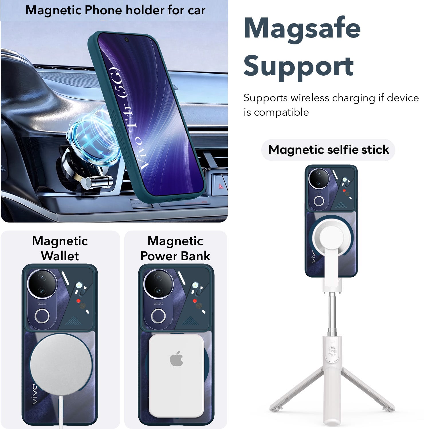 For Vivo T4R Back Cover Case Lifetime Anti-Yellow Clear (Camera Protection | Side Grip | Wireless MagSafe Compatible)