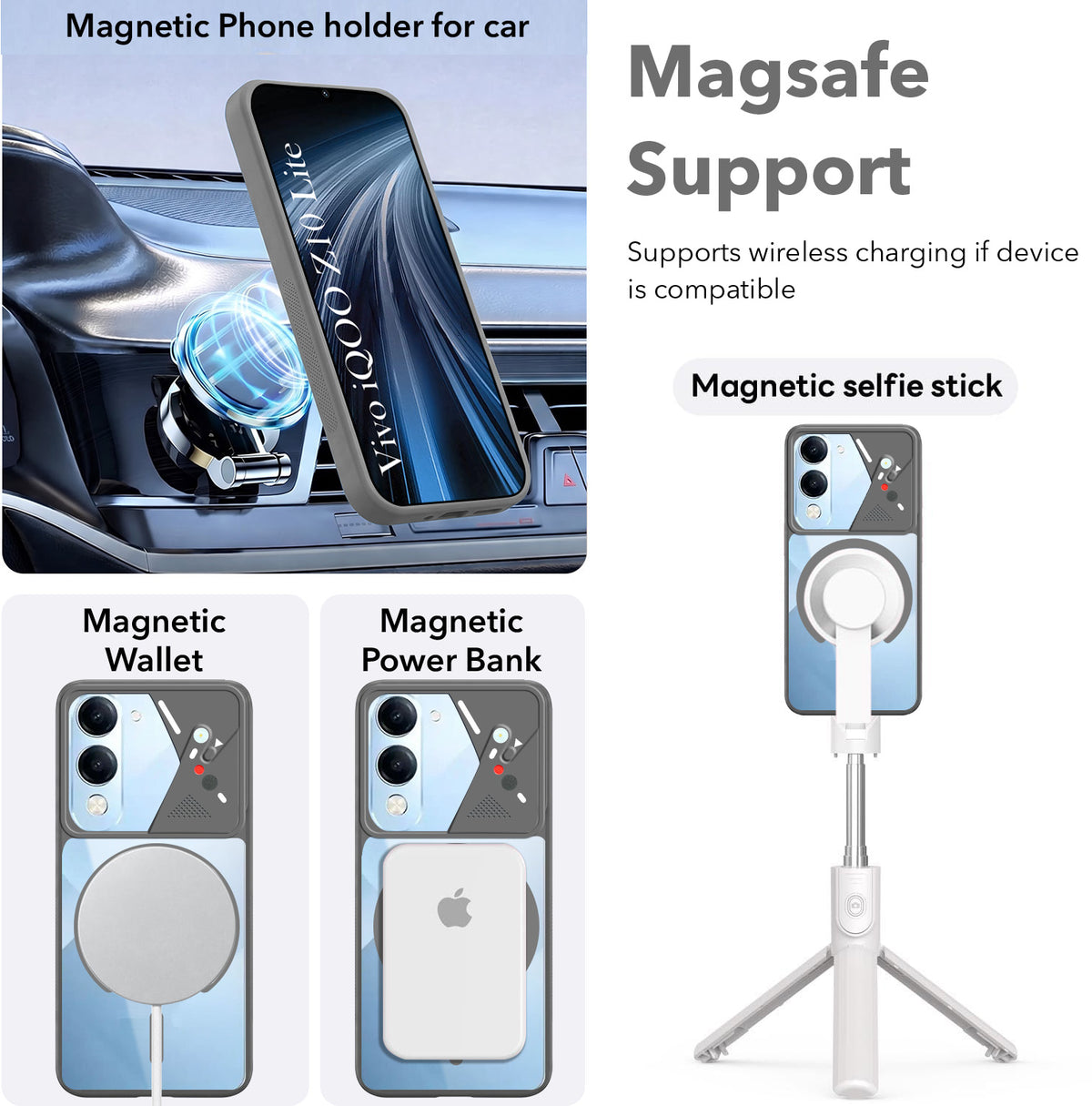 For Vivo iQOO Z10 Lite Back Cover Case Lifetime Anti-Yellow Clear (Camera Protection | Side Grip | Wireless MagSafe Compatible)
