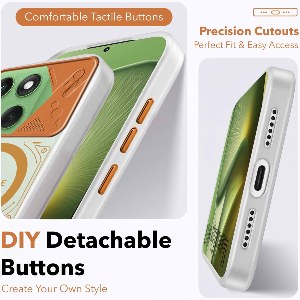 For Motorola Moto Edge 60 Metallic Back Cover Case (Metallic Camera Protection & Buttons | Translucent Milky Shade | Hard Polycarbonate)