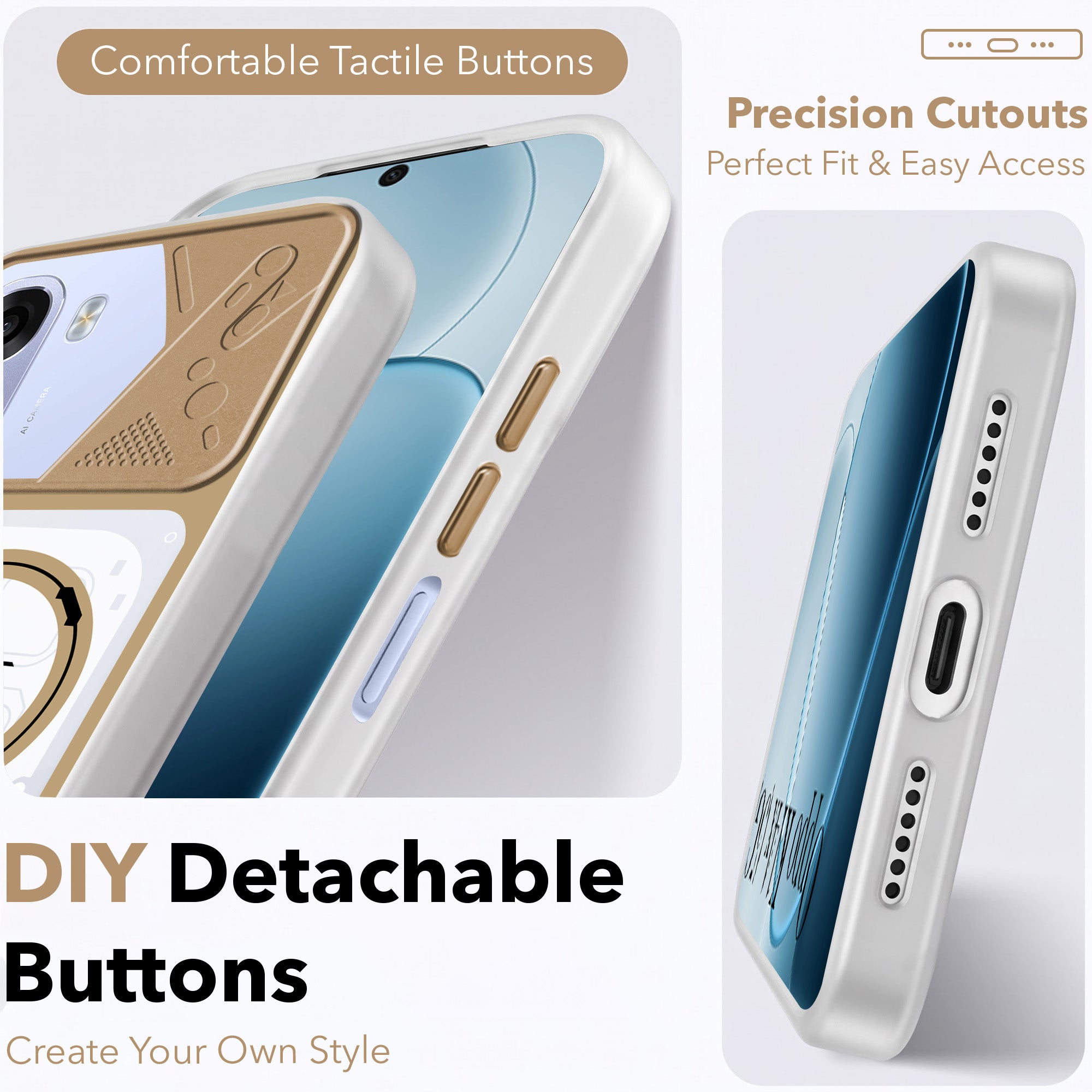 For Oppo K14x 5G Metallic Back Cover Case (Metallic Camera Protection & Buttons | Translucent Milky Shade | Hard Polycarbonate)