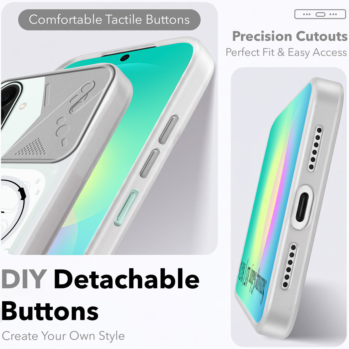 For Samsung Galaxy A27 5G | Galaxy M47 5G Metallic Back Cover Case (Metallic Camera Protection & Buttons | Translucent Milky Shade | Hard Polycarbonate)