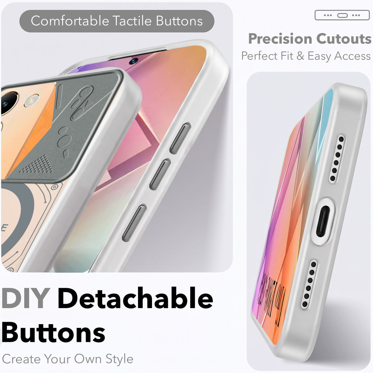 For Vivo Y200e Metallic Back Cover Case (Metallic Camera Protection & Buttons | Translucent Milky Shade | Hard Polycarbonate)