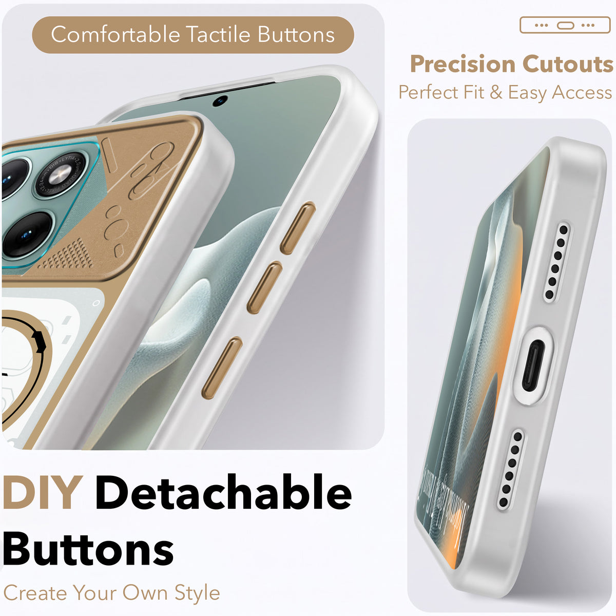 For Motorola Moto Edge 70 Fusion Metallic Back Cover Case (Metallic Camera Protection & Buttons | Translucent Milky Shade | Hard Polycarbonate)