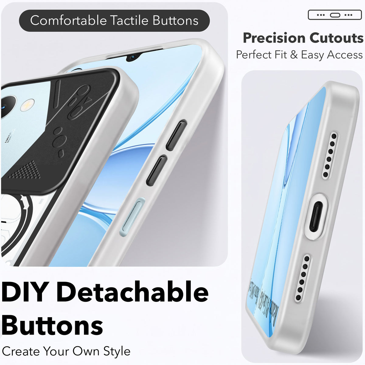 For Realme P4 Lite 5G | Narzo 100 Lite 5G Metallic Back Cover Case (Metallic Camera Protection & Buttons | Translucent Milky Shade | Hard Polycarbonate)