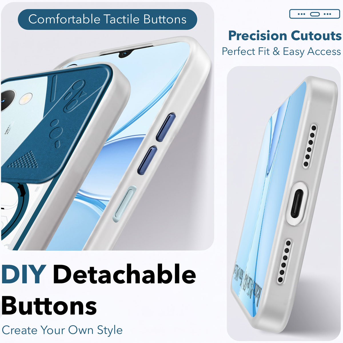 For Realme P4 Lite 5G | Narzo 100 Lite 5G Metallic Back Cover Case (Metallic Camera Protection & Buttons | Translucent Milky Shade | Hard Polycarbonate)