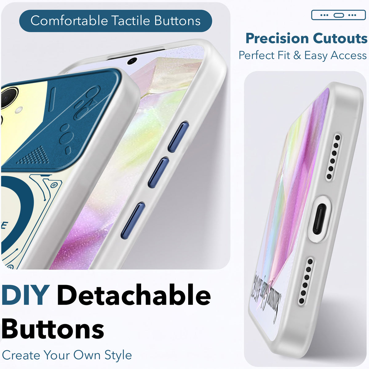For Samsung Galaxy A35 5G Metallic Back Cover Case (Metallic Camera Protection & Buttons | Translucent Milky Shade | Hard Polycarbonate)