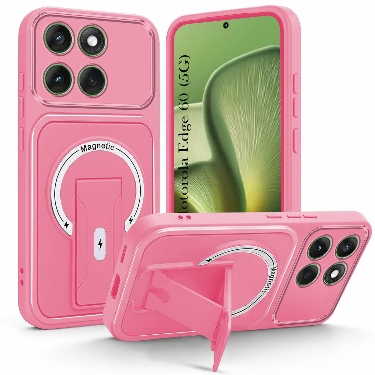 For Motorola Moto Edge 60 Back Case Cover Metallic (Hybrid Armor Kickstand | MagSafe Compatible | Camera Protection Shockproof)