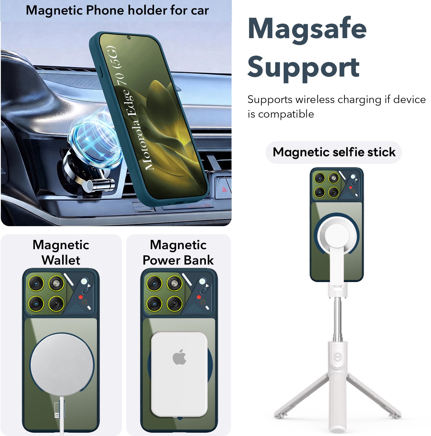 For Motorola Moto Edge 70 Back Cover Case Lifetime Anti-Yellow Clear (Camera Protection | Side Grip | Wireless MagSafe Compatible)