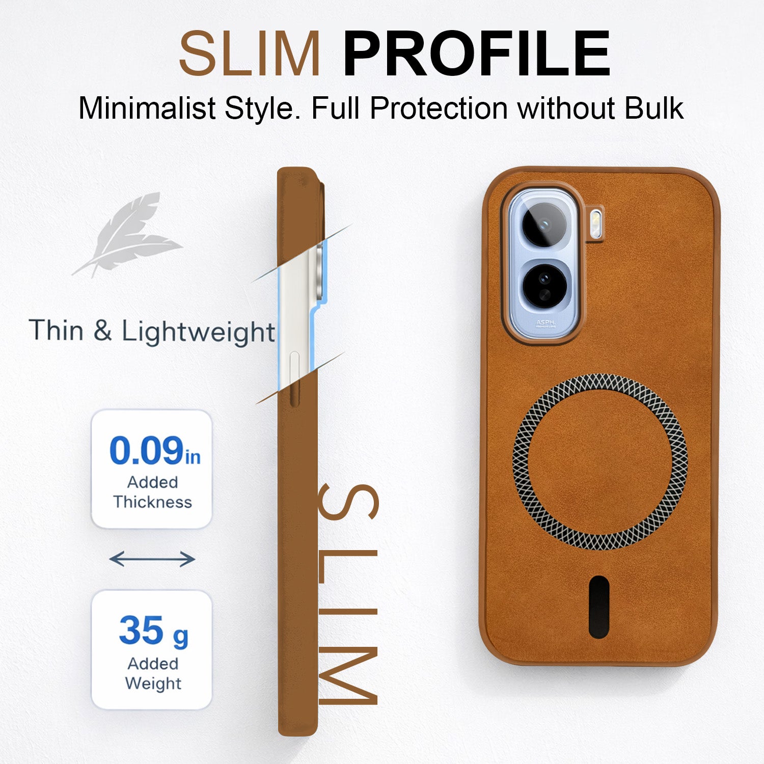 For Vivo T5 Pro 5G Back Cover Case Leather Finish (MagSafe Compatible Wireless Charging | Soft Touch | Camera Bump Protection)