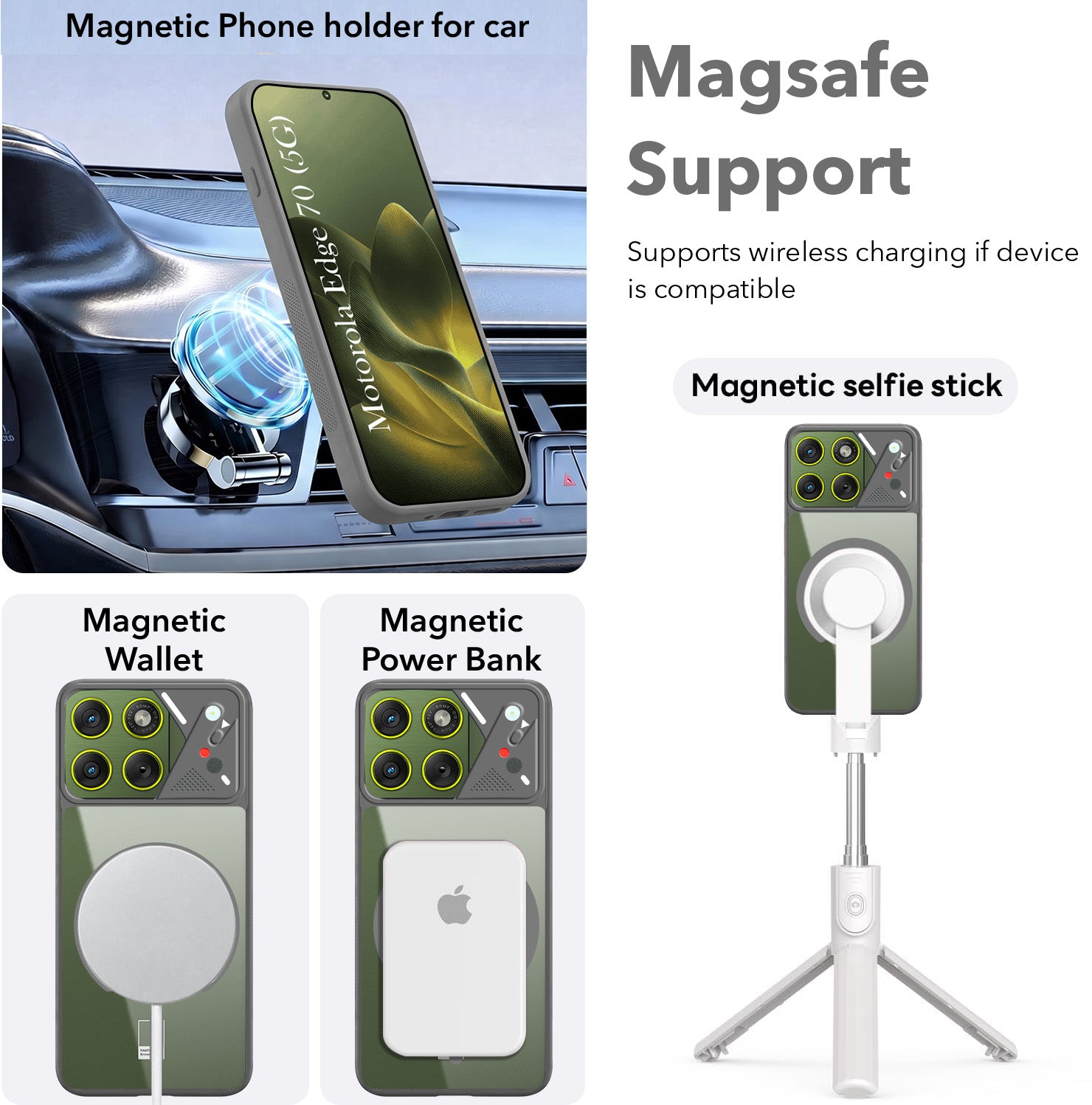 For Motorola Moto Edge 70 Back Cover Case Lifetime Anti-Yellow Clear (Camera Protection | Side Grip | Wireless MagSafe Compatible)