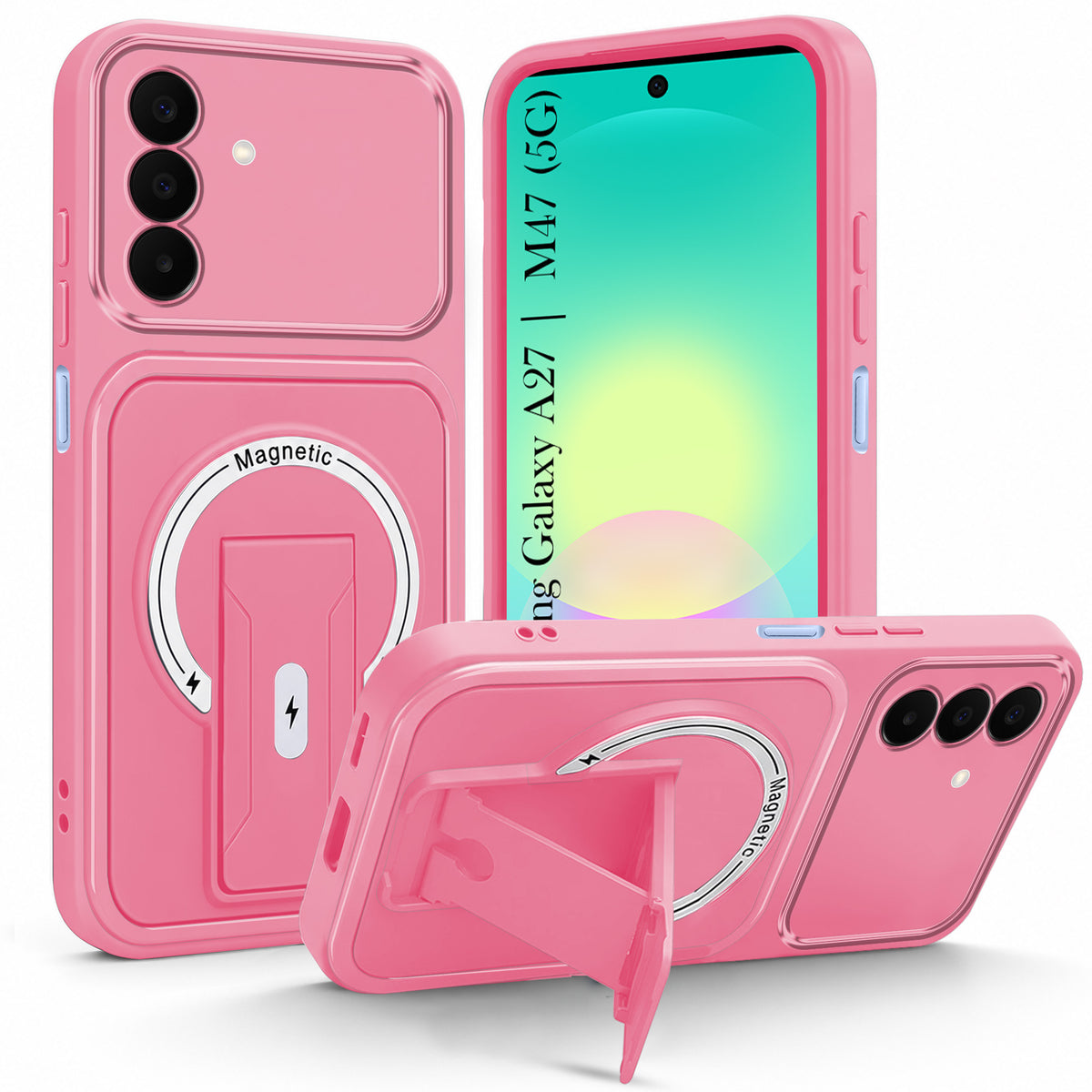 For Samsung Galaxy A27 5G | Galaxy M47 5G Back Case Cover Metallic (Hybrid Armor Kickstand | MagSafe Compatible | Camera Protection Shockproof)