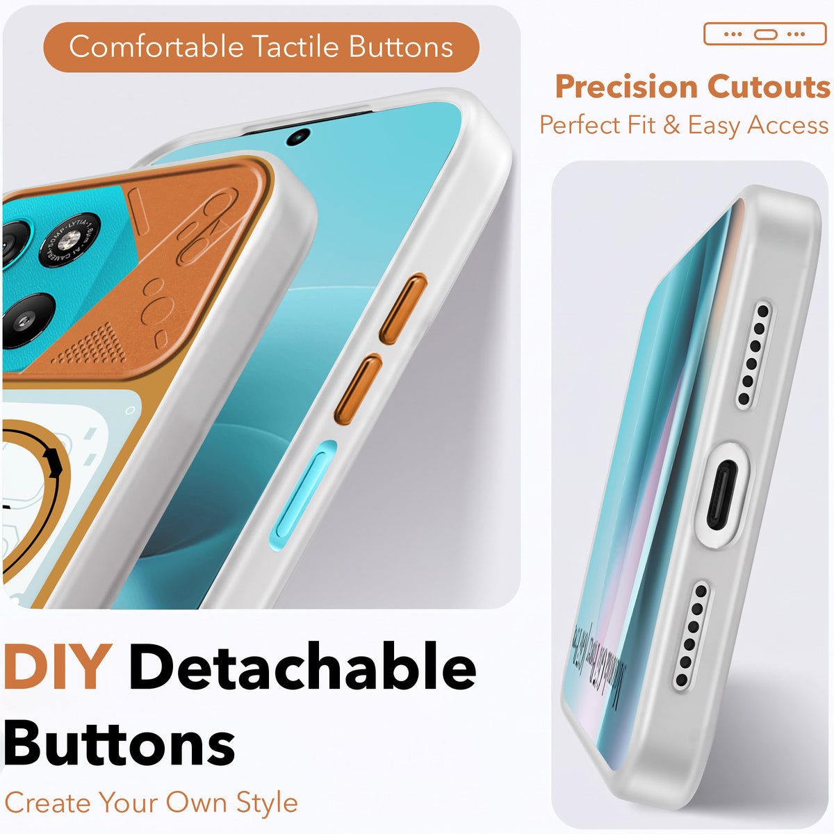 For Motorola Moto G67 Power | G57 Power Metallic Back Cover Case (Metallic Camera Protection & Buttons | Translucent Milky Shade | Hard Polycarbonate)