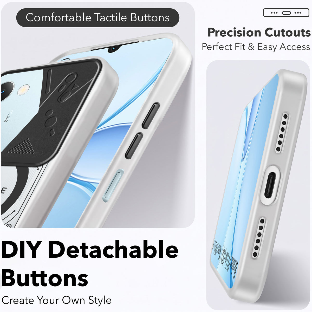 For Realme P4 Lite 5G | Narzo 100 Lite 5G Metallic Back Cover Case (Metallic Camera Protection & Buttons | Translucent Milky Shade | Hard Polycarbonate)