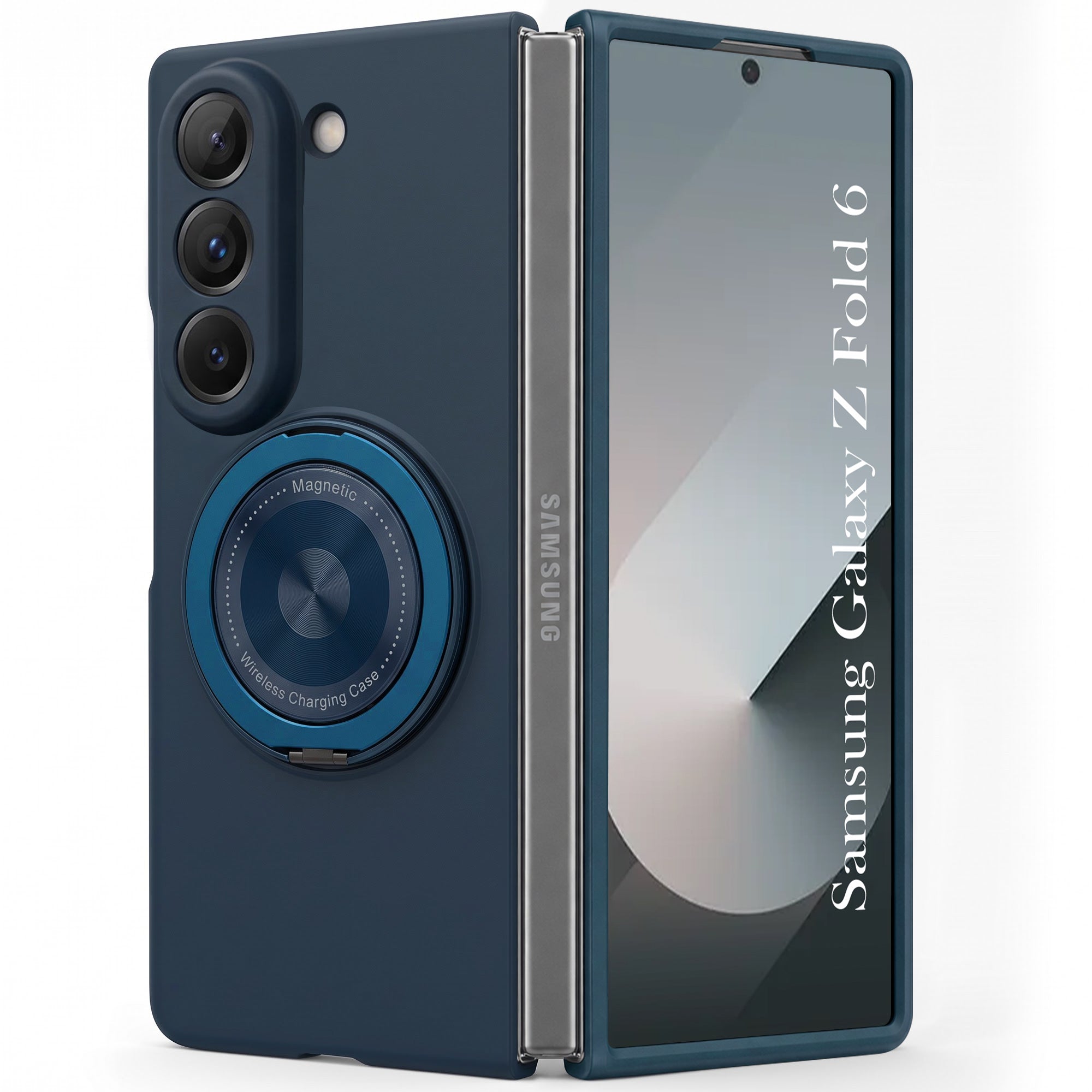 For Samsung Galaxy Z Fold 6 5G Back Cover Case (360° Rotating Kickstand Ring | Shockproof Camera Protection | Magnetic MagSafe Wireless Charging Support)