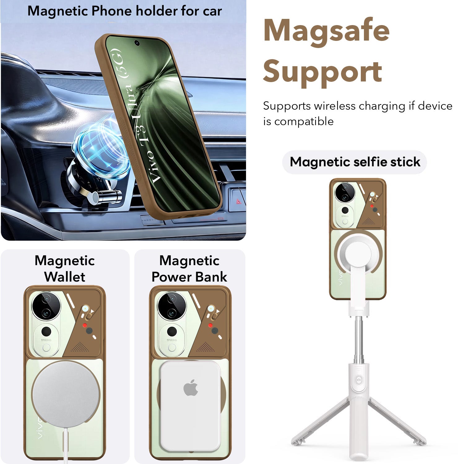 For Vivo T3 Ultra Back Cover Case Lifetime Anti-Yellow Clear (Camera Protection | Side Grip | Wireless MagSafe Compatible)
