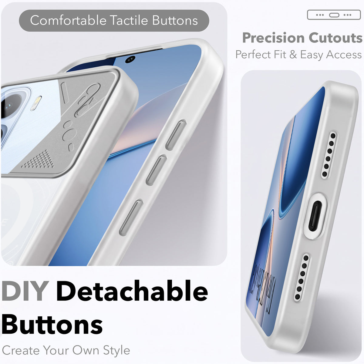 For Vivo T5 Pro 5G Metallic Back Cover Case (Metallic Camera Protection & Buttons | Translucent Milky Shade | Hard Polycarbonate)