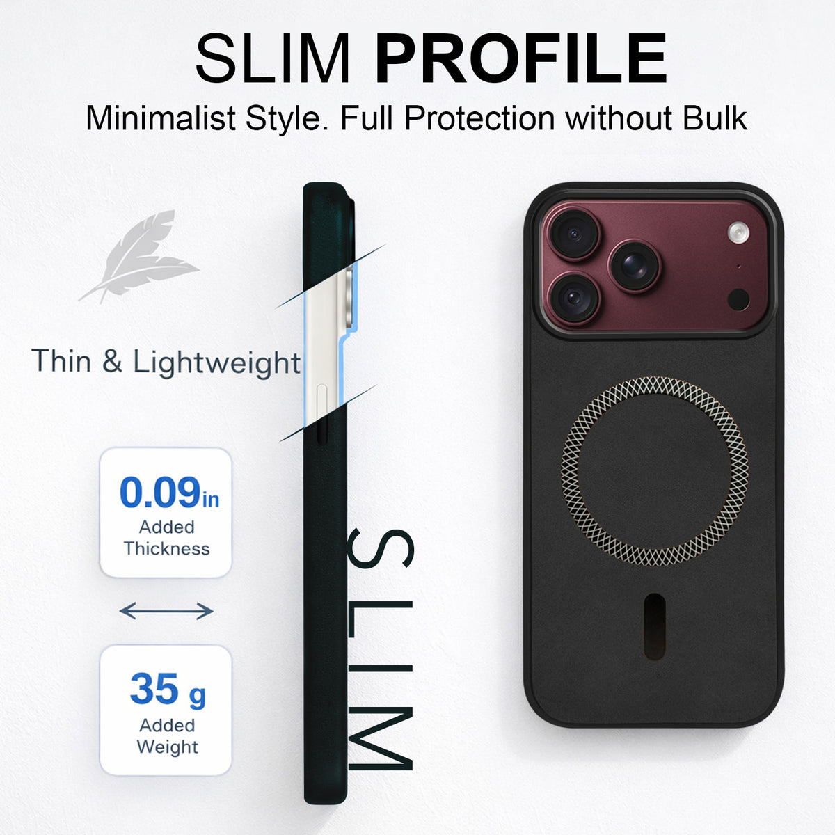 For Apple iPhone 18 Pro Max Back Cover Case Leather Finish (MagSafe Compatible Wireless Charging | Soft Touch | Camera Bump Protection)