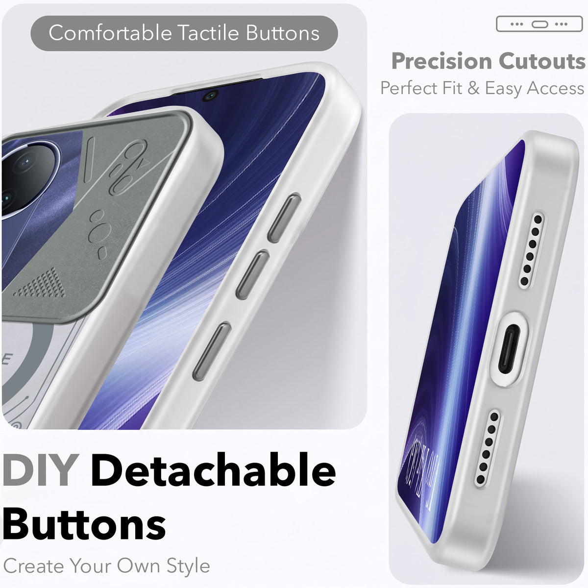 For Vivo T4R Metallic Back Cover Case (Metallic Camera Protection & Buttons | Translucent Milky Shade | Hard Polycarbonate)