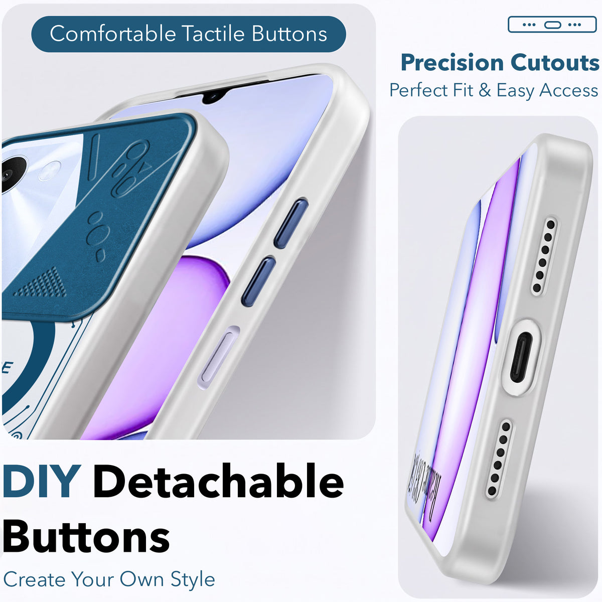 For Realme C83 5G Metallic Back Cover Case (Metallic Camera Protection & Buttons | Translucent Milky Shade | Hard Polycarbonate)