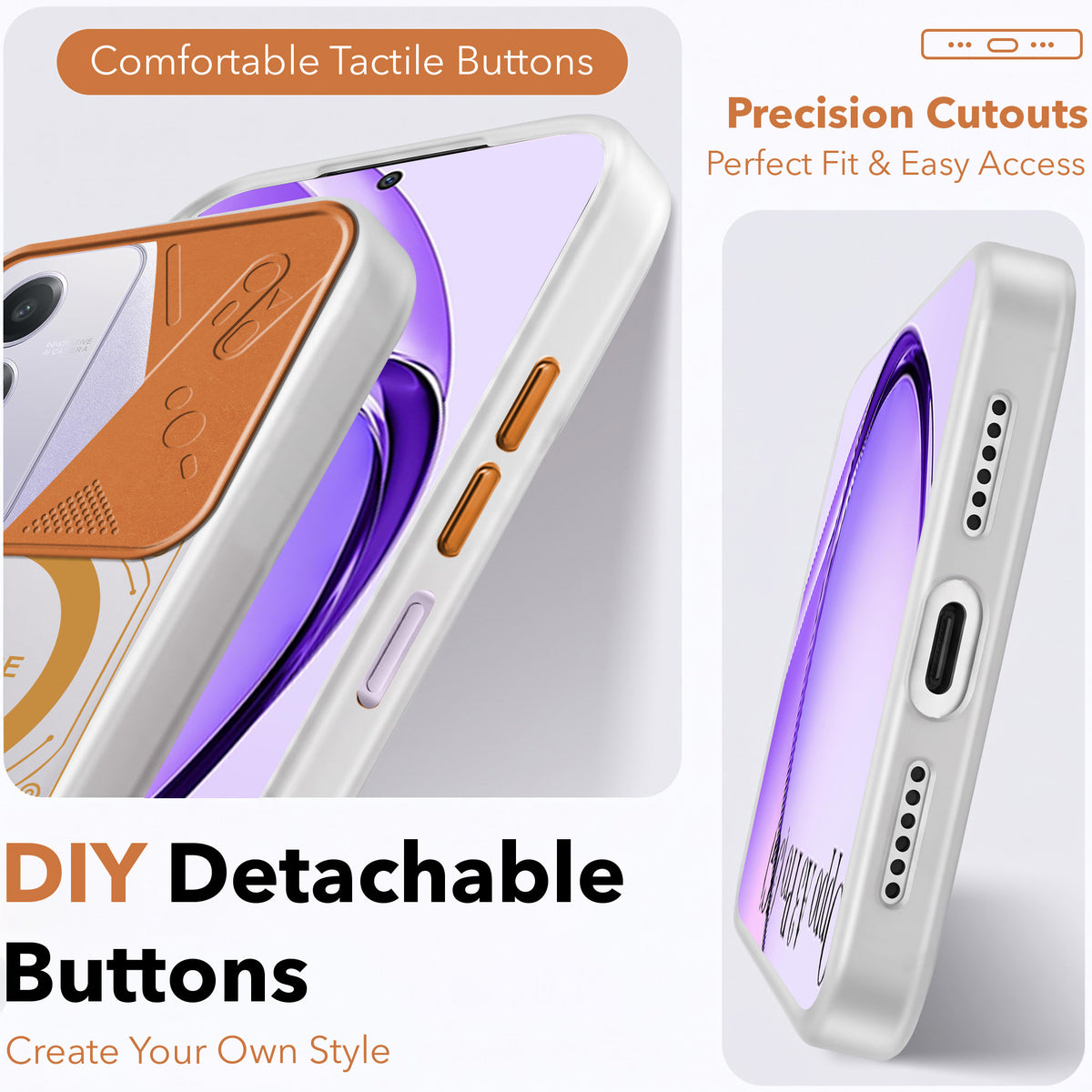 For Oppo A3 Pro 5G Metallic Back Cover Case (Metallic Camera Protection & Buttons | Translucent Milky Shade | Hard Polycarbonate)