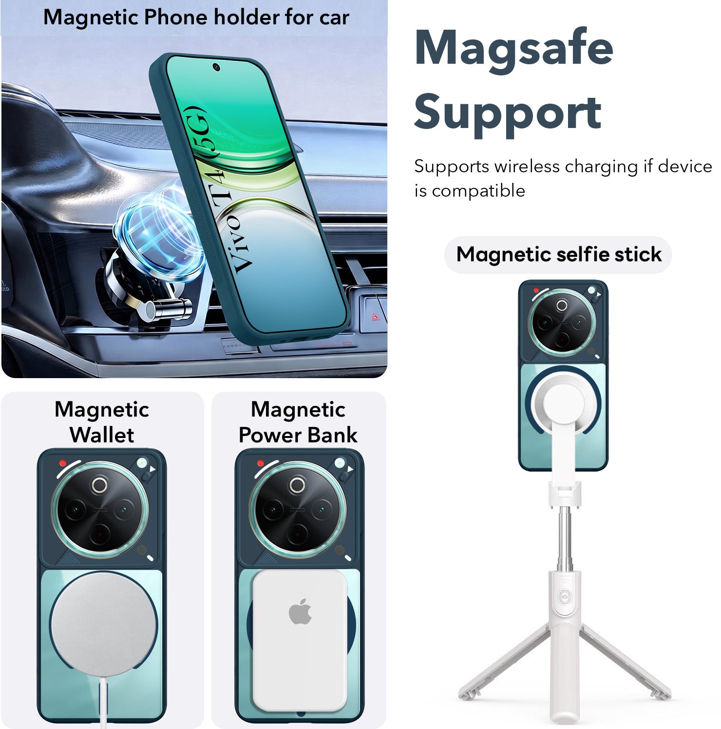 For Vivo T4 Back Cover Case Lifetime Anti-Yellow Clear (Camera Protection | Side Grip | Wireless MagSafe Compatible)