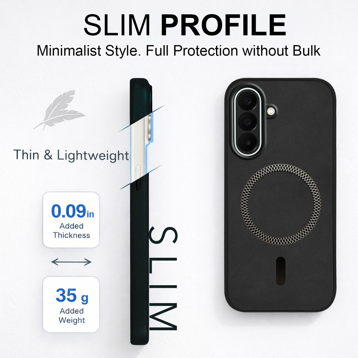 For Samsung Galaxy F70 Pro 5G Back Cover Case Leather Finish (MagSafe Compatible Wireless Charging | Soft Touch | Camera Bump Protection)