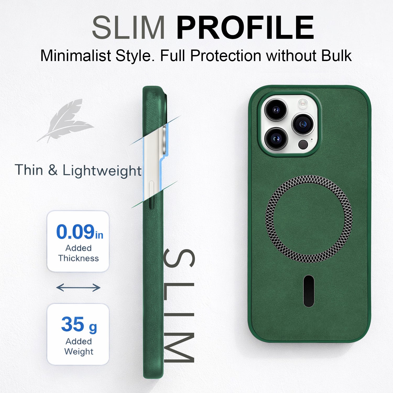 For Apple iPhone 14 Pro Back Cover Case Leather Finish (MagSafe Compatible Wireless Charging | Soft Touch | Camera Bump Protection)
