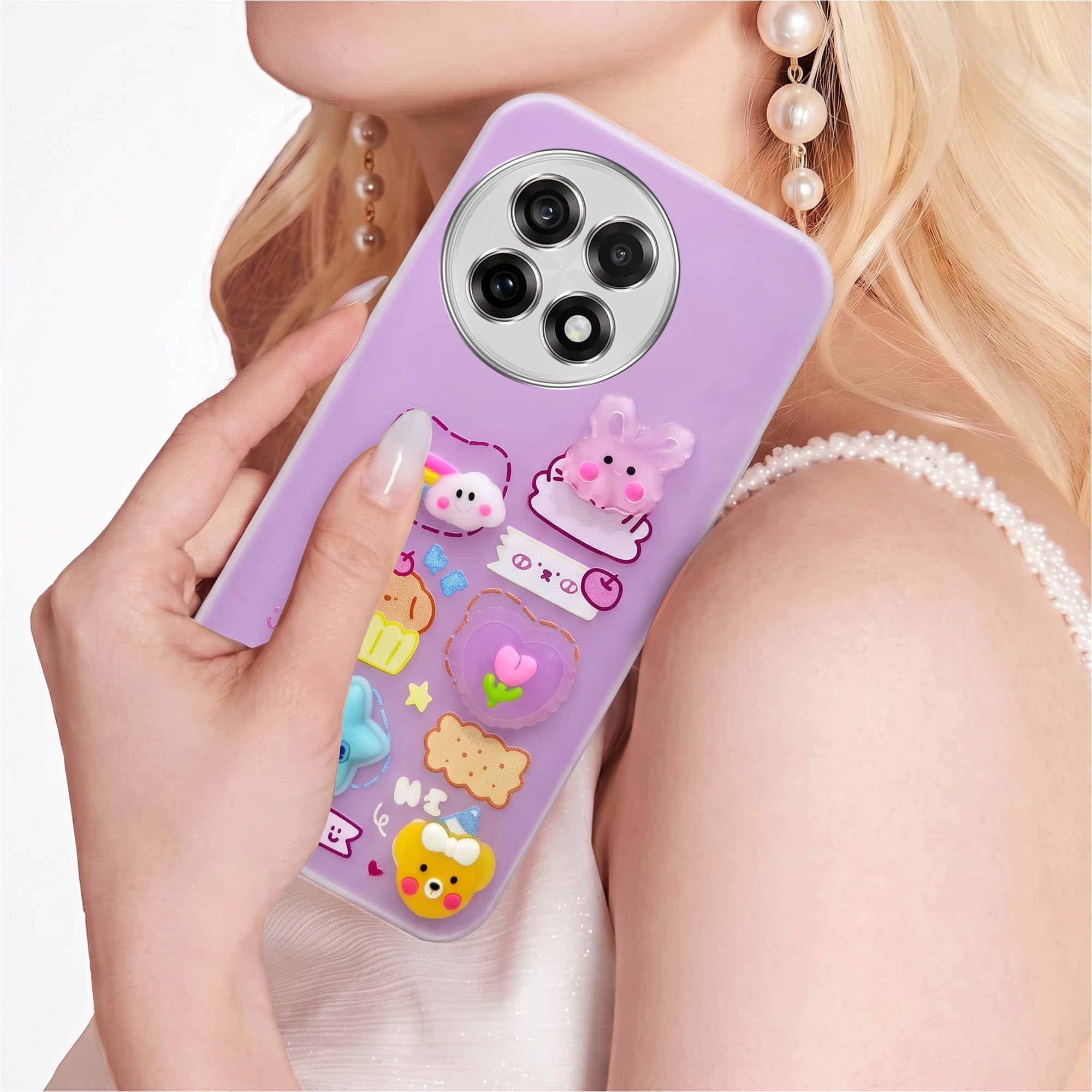 For OnePlus 13R Back Cover Case (3D Cute Cartoons | Hard Back Side Soft | Matte Premium Finish | HD Printing)