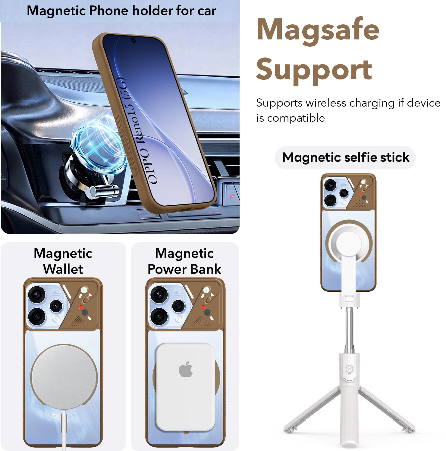 For Oppo Reno15 5G | Oppo Reno 15 5G Back Cover Case Lifetime Anti-Yellow Clear (Camera Protection | Side Grip | Wireless MagSafe Compatible)