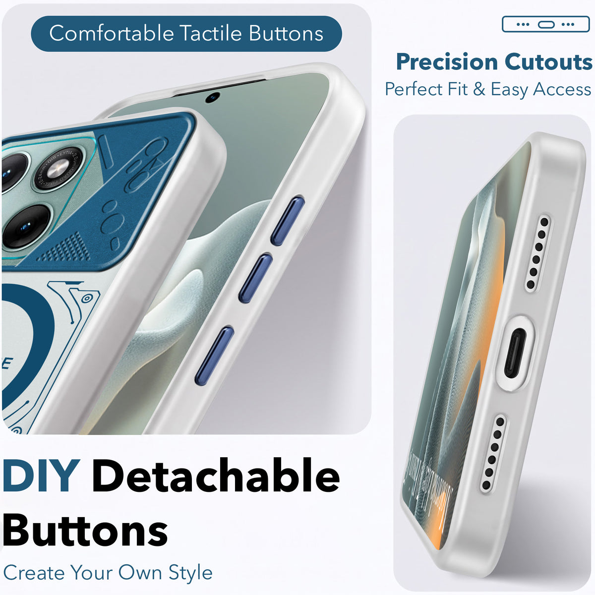 For Motorola Moto Edge 70 Fusion Metallic Back Cover Case (Metallic Camera Protection & Buttons | Translucent Milky Shade | Hard Polycarbonate)