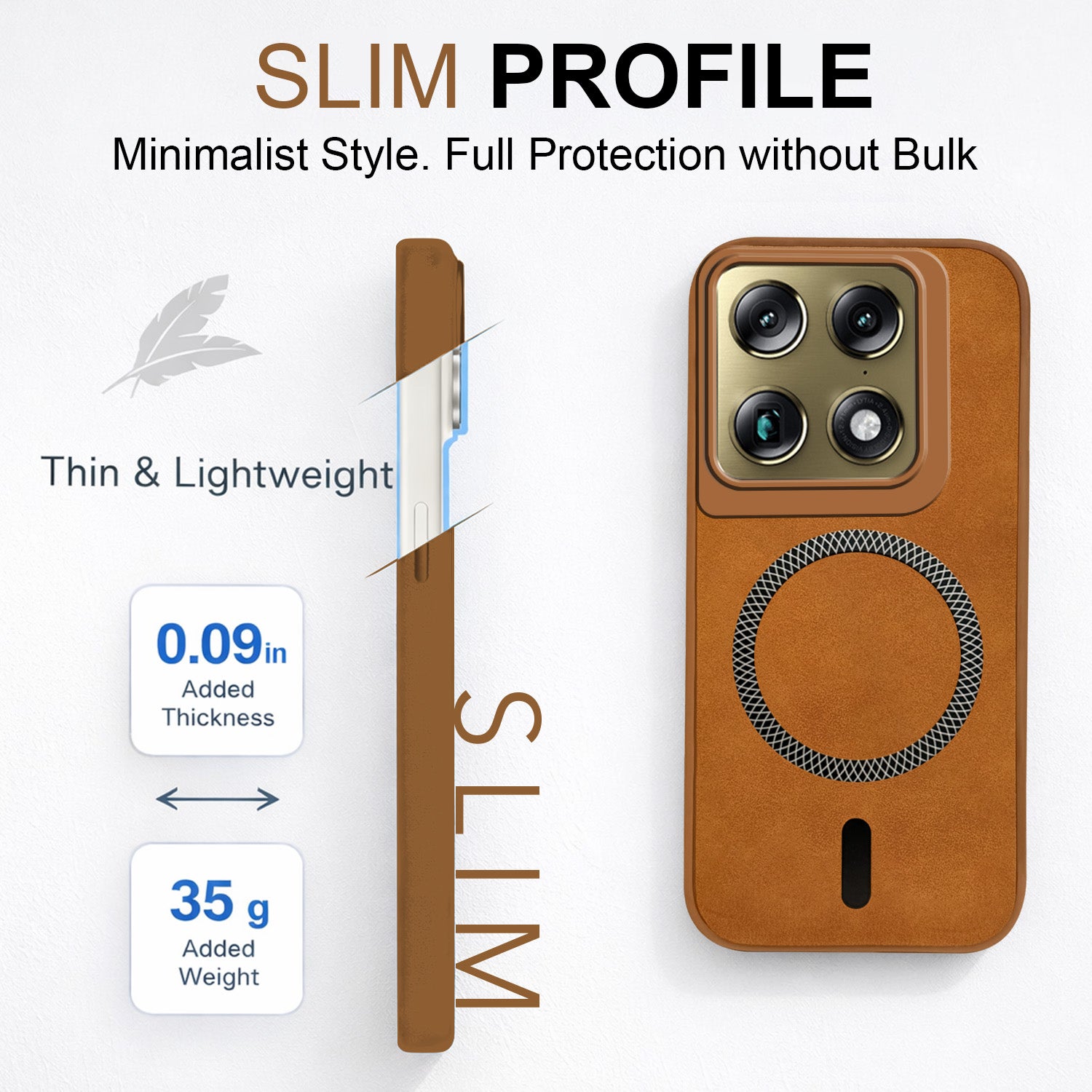 For Motorola Moto Signature 5G Back Cover Case Leather Finish (MagSafe Compatible Wireless Charging | Soft Touch | Camera Bump Protection)