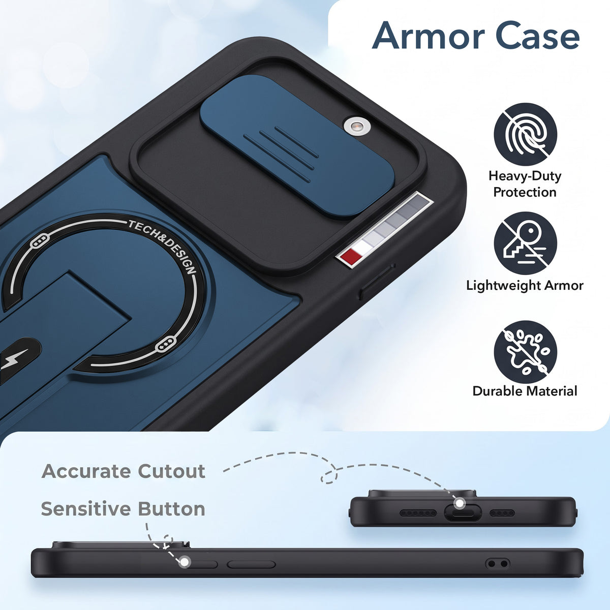 For Nothing Phone 4A 5G Back Case Cover Metallic (Hybrid Armor Kickstand | Sliding Shutter Camera Protection | MagSafe Compatible)
