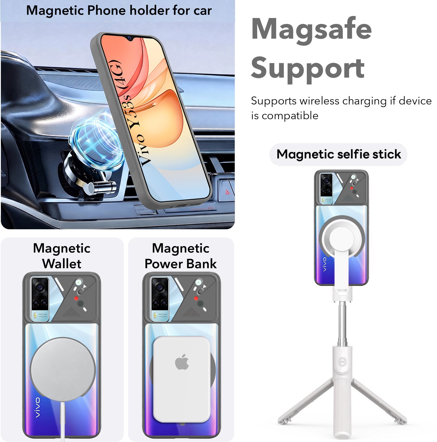 For Vivo Y53s 4G Back Cover Case Lifetime Anti-Yellow Clear (Camera Protection | Side Grip | Wireless MagSafe Compatible)