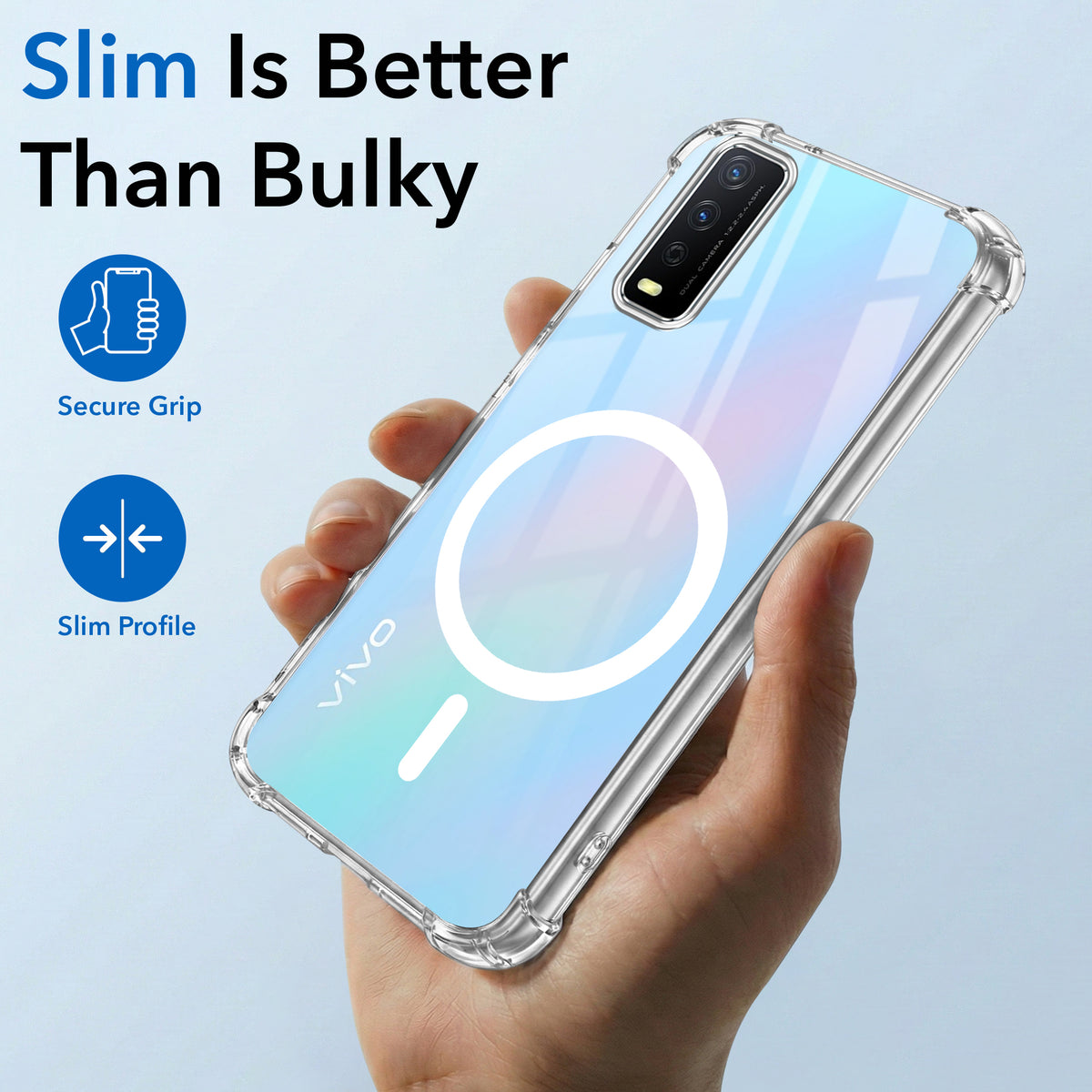 For Vivo Y12s | Y11s | Y12G Back Cover Shockproof Crystal-Clear (Magsafe Wireless Support | Drop & Camera Protection | Hard Polycarbonate)