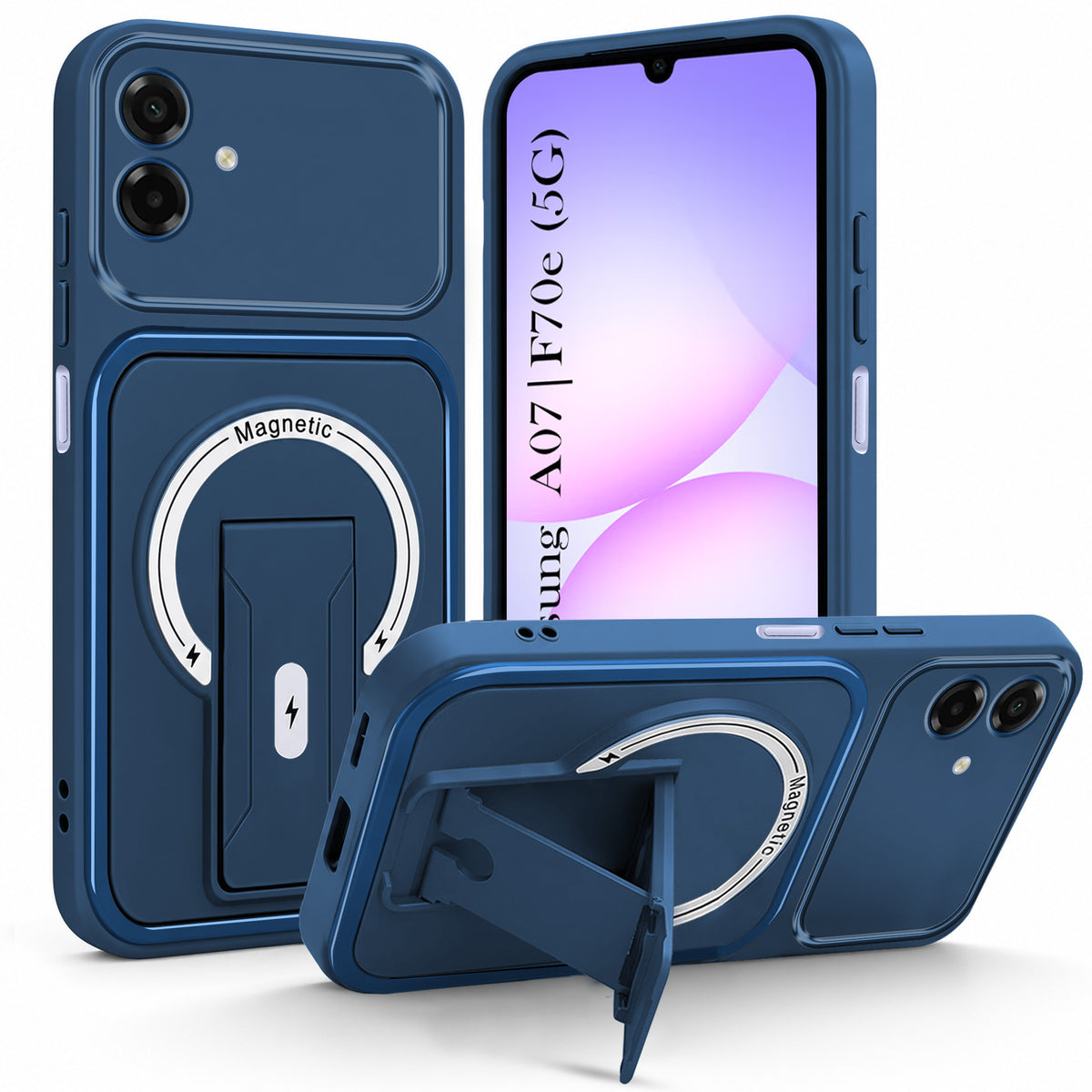 For Samsung Galaxy A07 5G | F70e 5G Back Case Cover Metallic (Hybrid Armor Kickstand | MagSafe Compatible | Camera Protection Shockproof)
