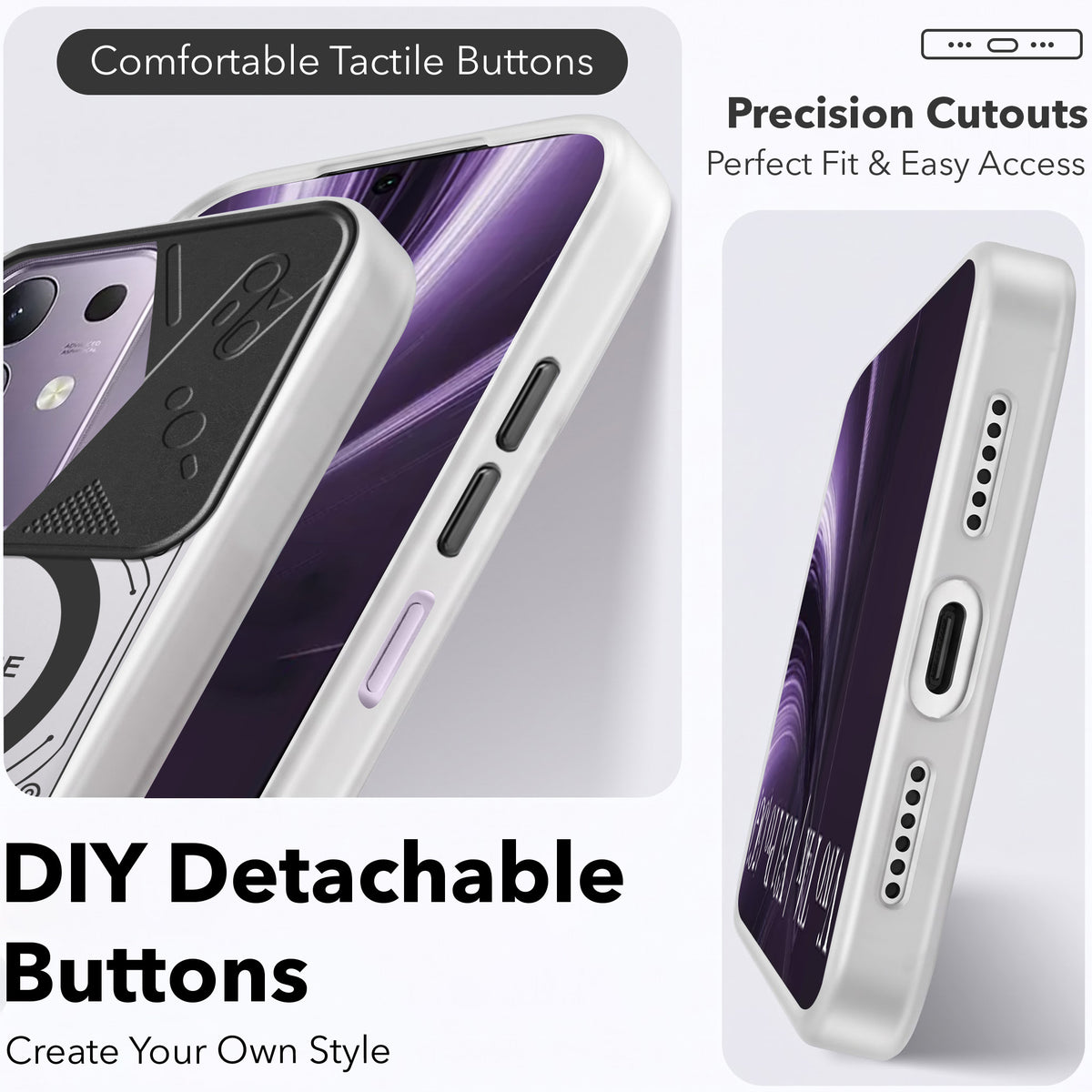 For Vivo T4x | Vivo Y31 Pro Metallic Back Cover Case (Metallic Camera Protection & Buttons | Translucent Milky Shade | Hard Polycarbonate)