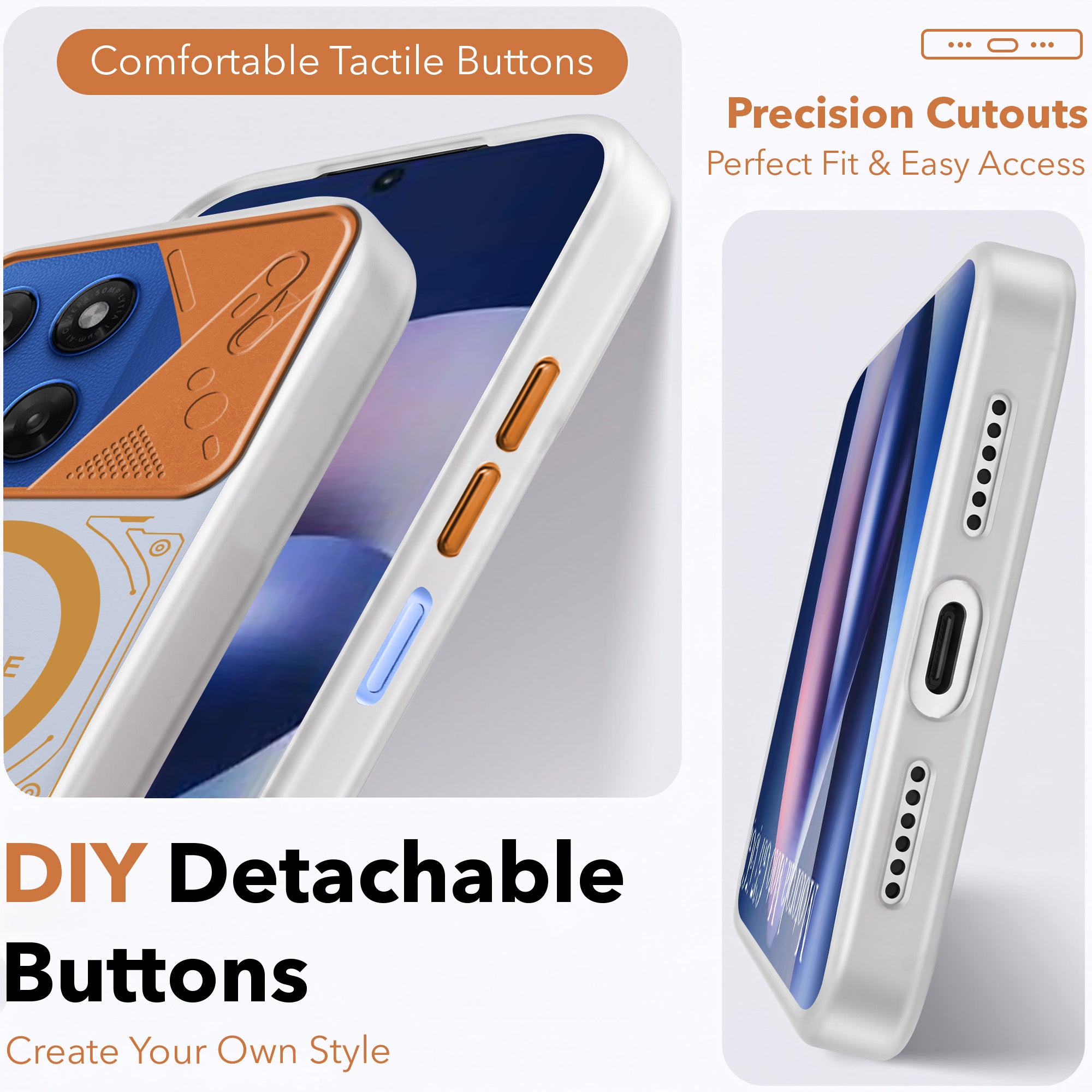 For Motorola Moto G37 Metallic Back Cover Case (Metallic Camera Protection & Buttons | Translucent Milky Shade | Hard Polycarbonate)