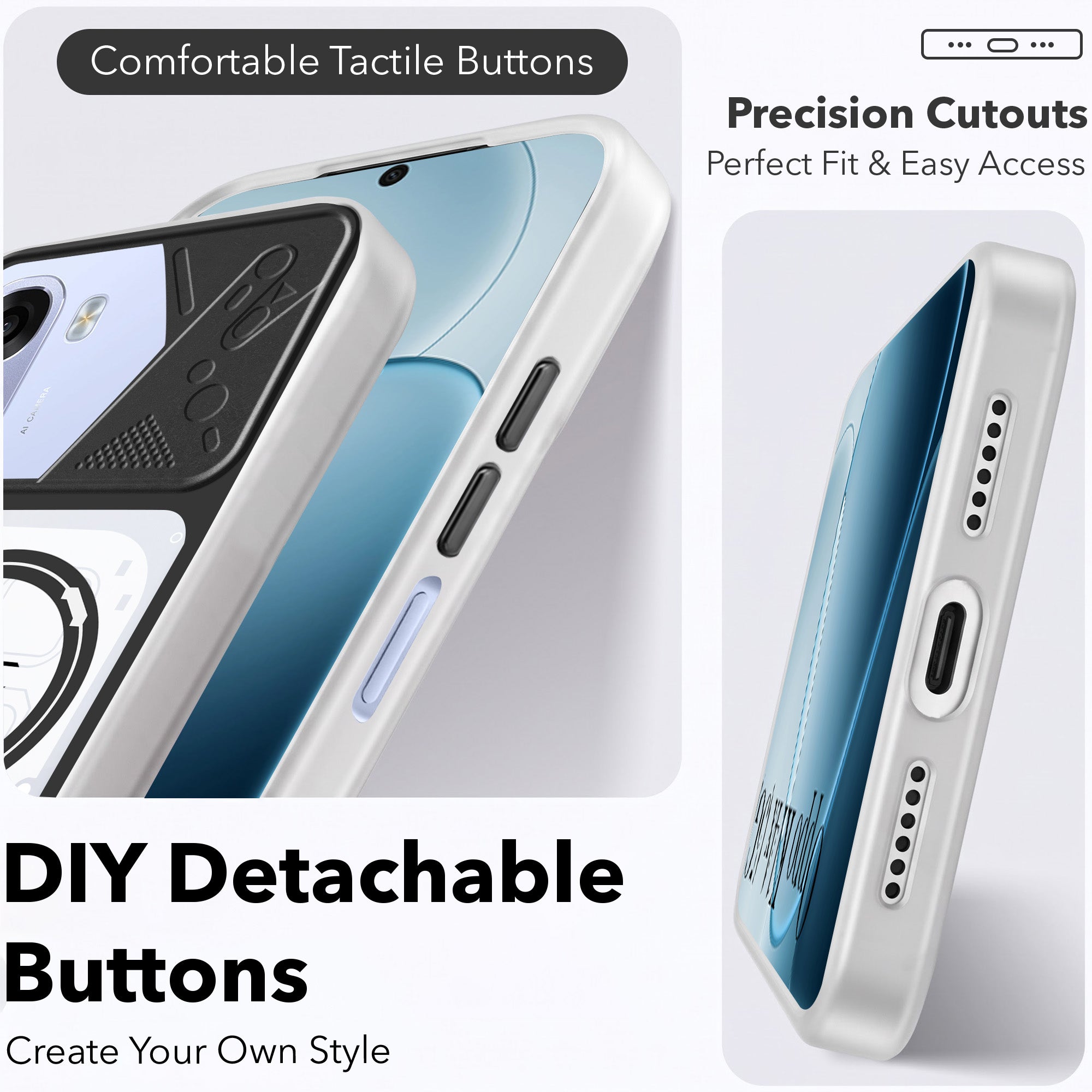 For Oppo K14x 5G Metallic Back Cover Case (Metallic Camera Protection & Buttons | Translucent Milky Shade | Hard Polycarbonate)
